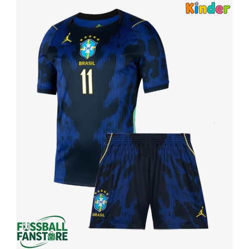 Brasilien Raphinha Belloli #11 Replik Auswärtstrikot Kinder WM 2026 Kurzarm (+ Kurze Hosen)